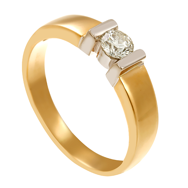 Diamantring, 14K, Gelb-/Weißgold, Brillant 0,45 ct