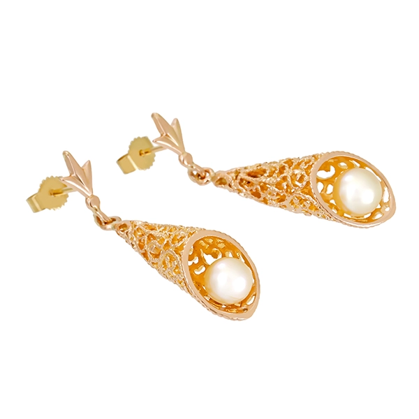 Steckhänger, 14K, Gelbgold, Perlen