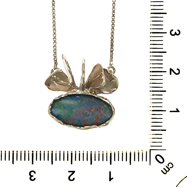 Collier, 14K, Weißgold, Opaltriplette