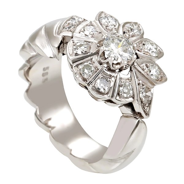 Diamantring, 14K, Weißgold, Brillant (en) 0,30 ct