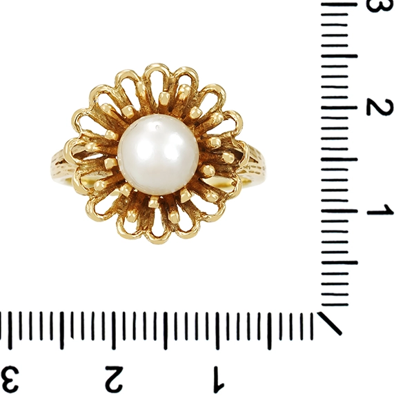 Ring, 14K, Gelbgold, Perle