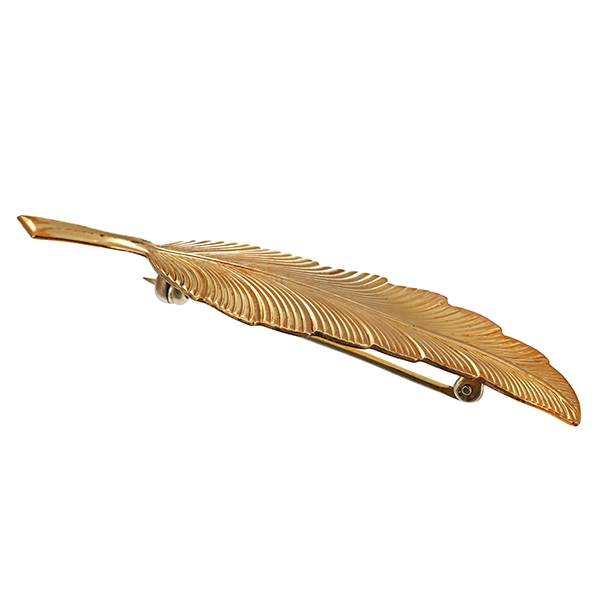 Brosche, 12K, Gelbgold, Feder