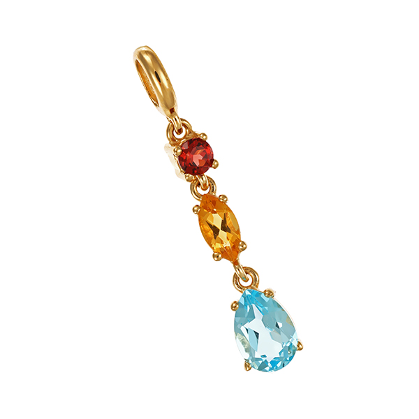 Anhänger, 18K, Gelbgold, Granat, Topas, Citrin