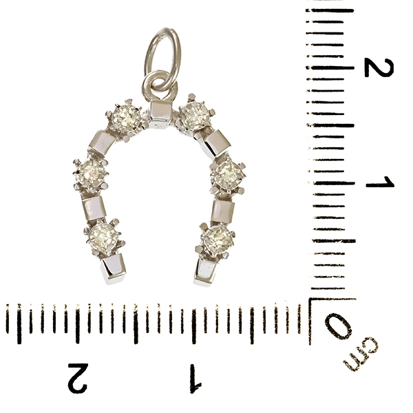Anhänger, 14K, Weißgold, Diamanten, Hufeisen