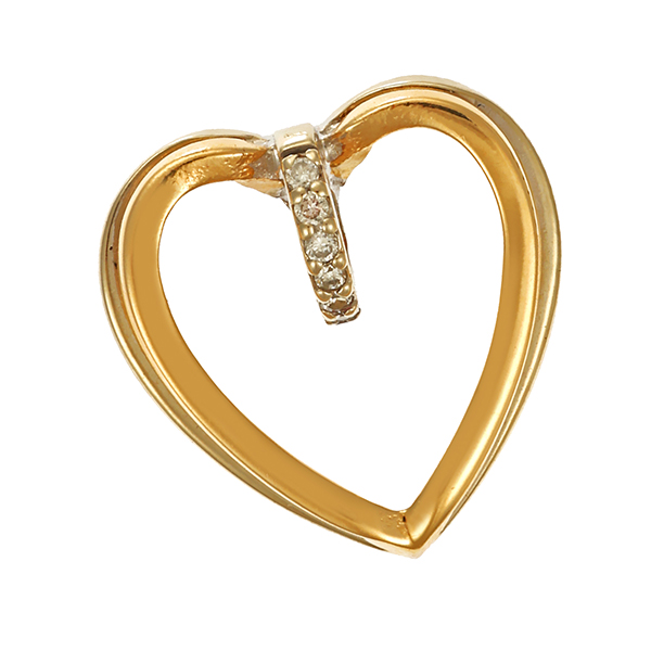 Anhänger, 14K, Gelb-/Weißgold, Herz
