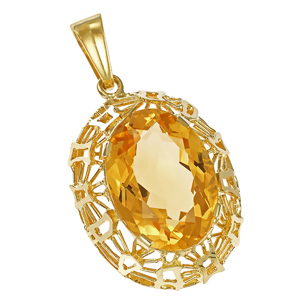 Anhänger, 14K, Gelbgold, Citrin