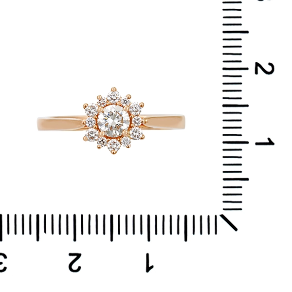 Diamantring, 18K, Rotgold, Brillanten 0,50 ct