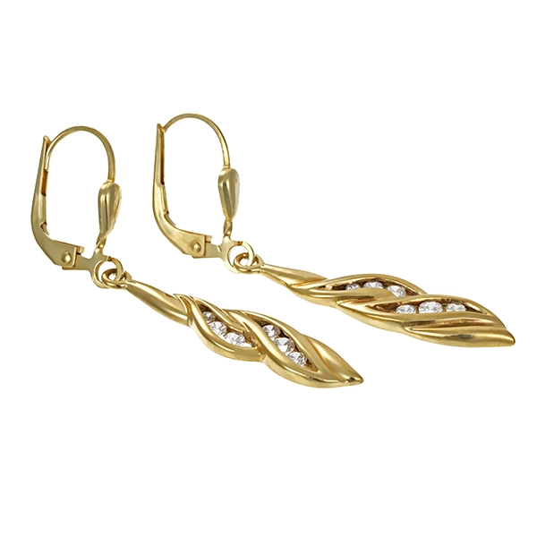 Ohrhänger, 14K, Gelbgold, Zirkonia