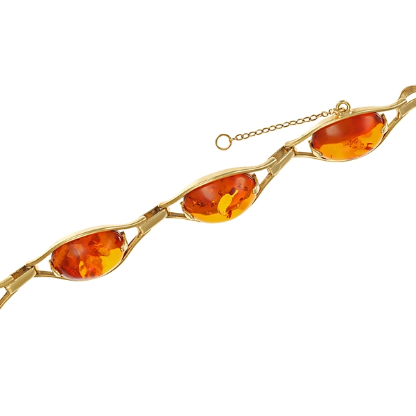 Armband, 14K, Gelbgold, Bernstein