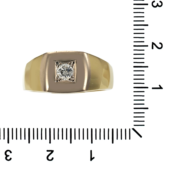 Herrenring, 14K, Gelb-/Weißgold, Brillant 0,19 ct