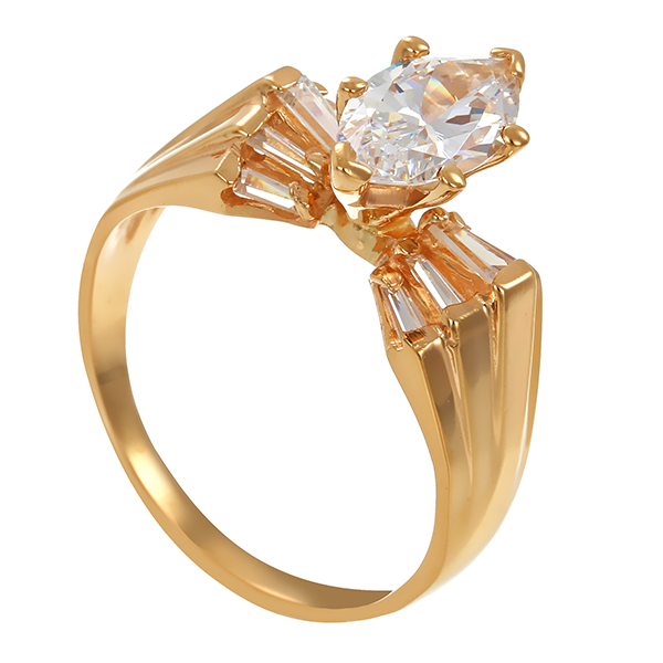 Ring, 14K, Gelbgold, Zirkonia