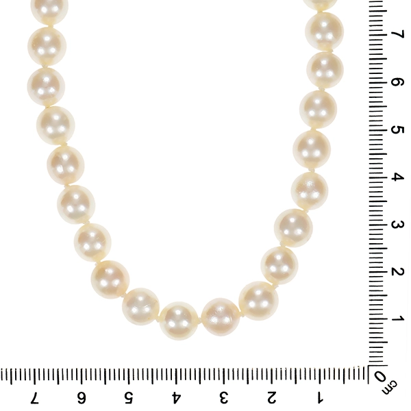Perlenkette, 14K, Gelbgold, Diamanten, Perlen