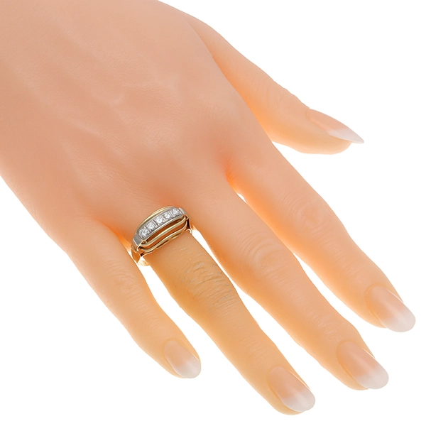 Ring, 14K, Gelb-/Weißgold, Brillanten