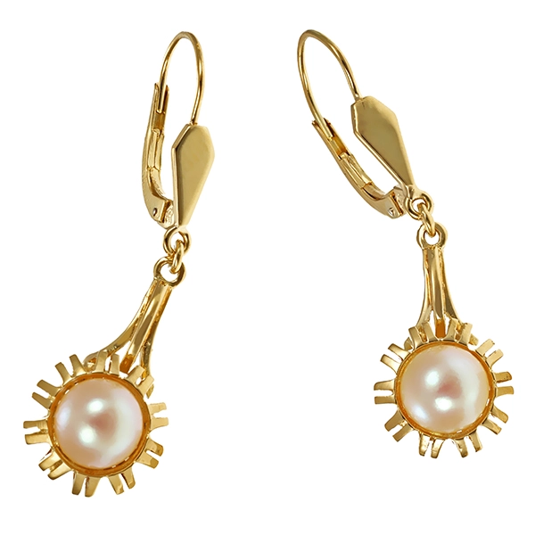 Ohrhänger, 14K, Gelbgold, Perlen