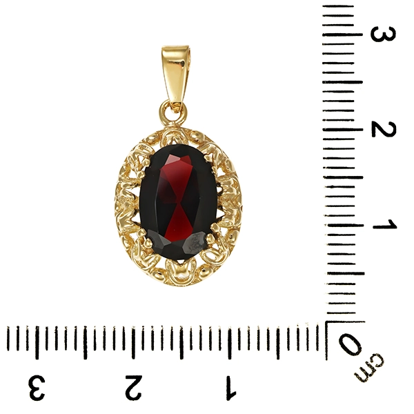 Anhänger, 8K, Gelbgold, Granat