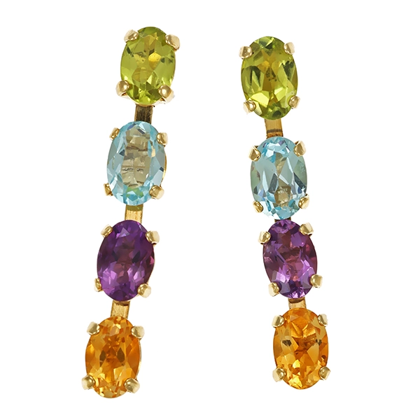 Steckhänger, 14K, Gelbgold, diverse Edelsteine