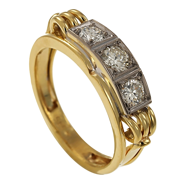 Diamantring, 14K, Gelb-/Weißgold, Brillanten 0,59 ct