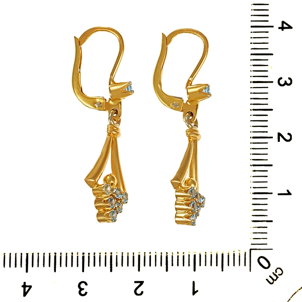 Ohrhänger, 18K, Gelbgold, Synthetischer Spinel