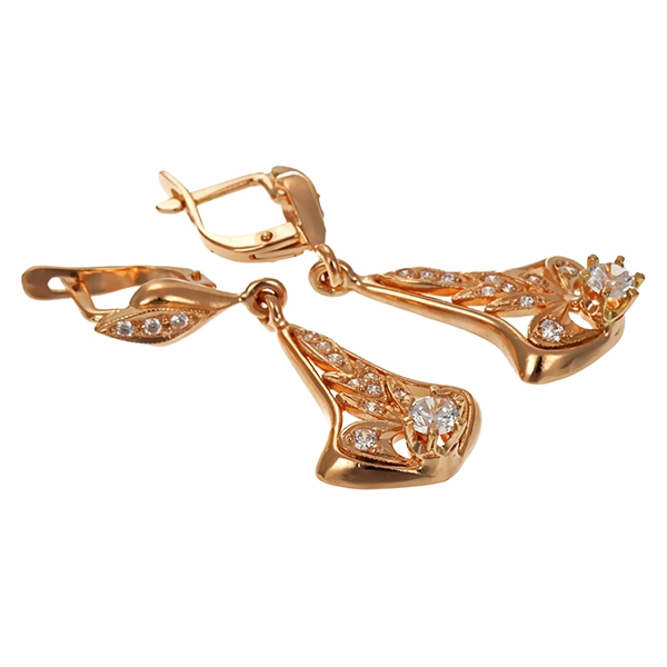 Ohrhänger, 14K, Gelbgold , Zirkonia