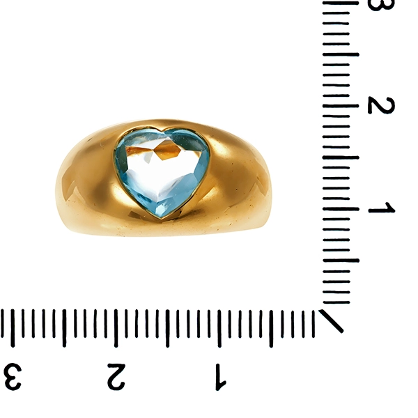 Ring, 18K, Gelbgold, Topas blau, Herz