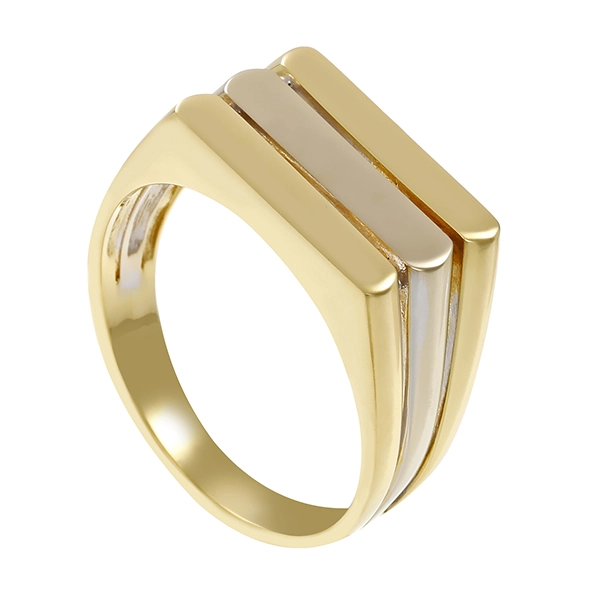 Herrenring, 14K, Gelb-/Weißgold