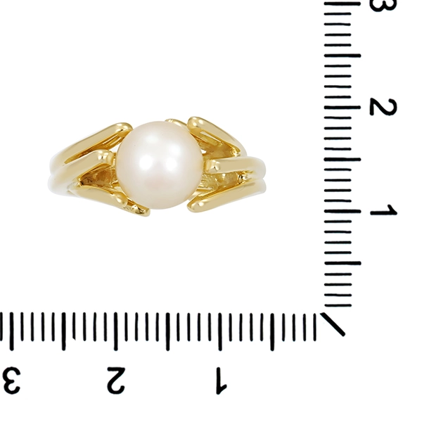 Ring, 14K, Gelbgold, Perle