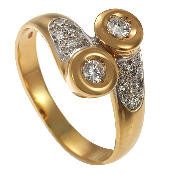 Diamantring, 14K, Gelbgold, Brillanten
