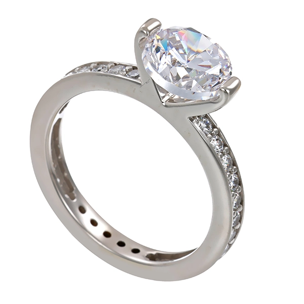 Ring, 14K, Weißgold, Zirkonia