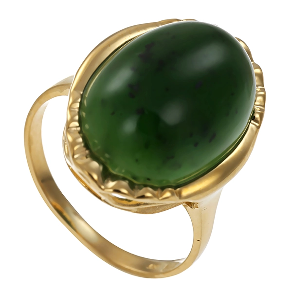 Ring, 9K, Gelbgold, Nephrit