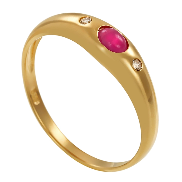 Ring, 14K, Gelbgold, Rubin, Brillanten