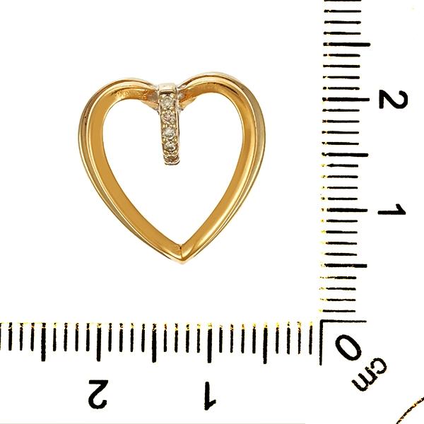 Anhänger, 14K, Gelb-/Weißgold, Herz