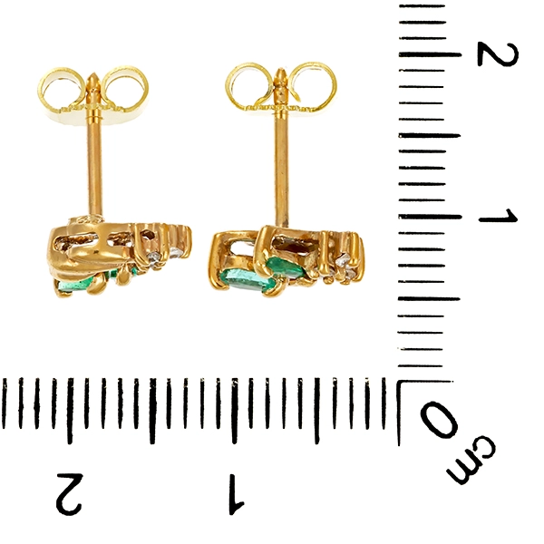 Ohrstecker, 8K, Gelbgold, Smaragd, Zirkonia