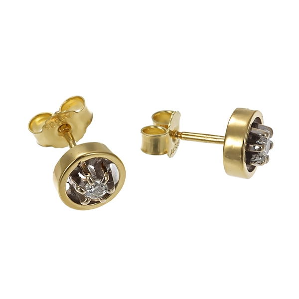 Ohrstecker, 14K, Gelb-/Weißgold, Brillanten