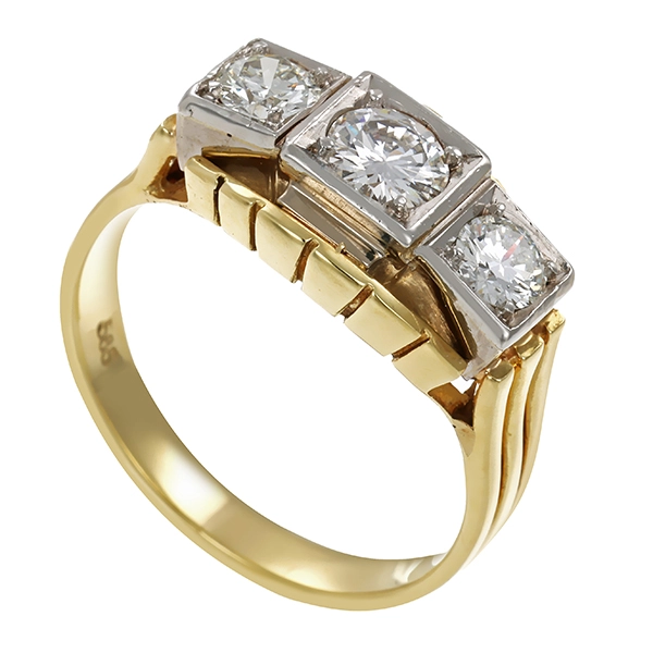 Ring, 14K, Gelb-/Weißgold, Brillanten