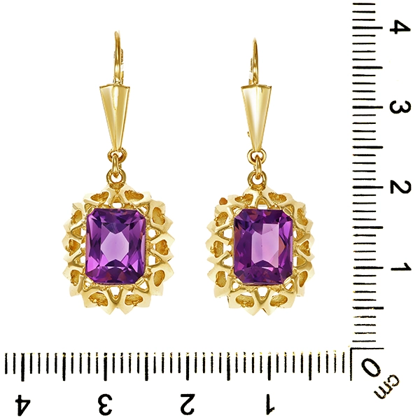 Ohrhänger, 14K, Gelbgold, Amethyste
