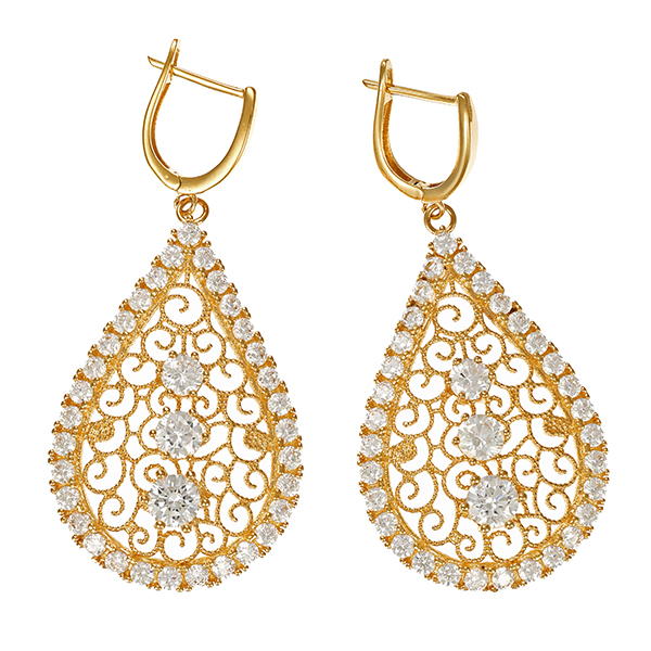 Ohrhänger, 14K, Gelbgold, Zirkonia