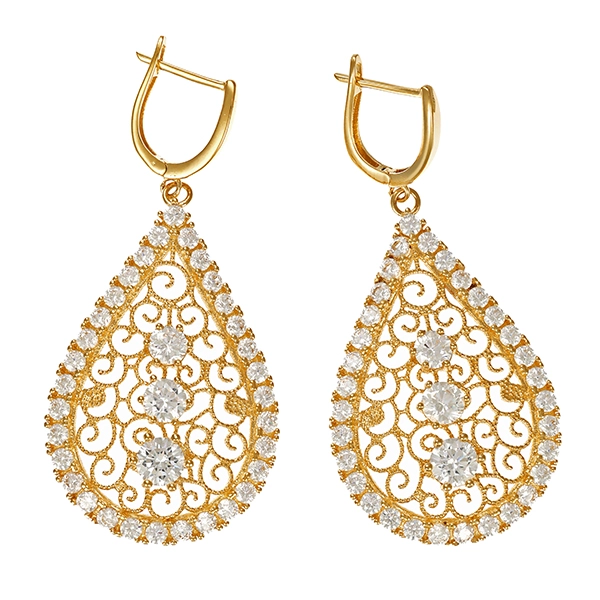 Ohrhänger, 14K, Gelbgold, Zirkonia