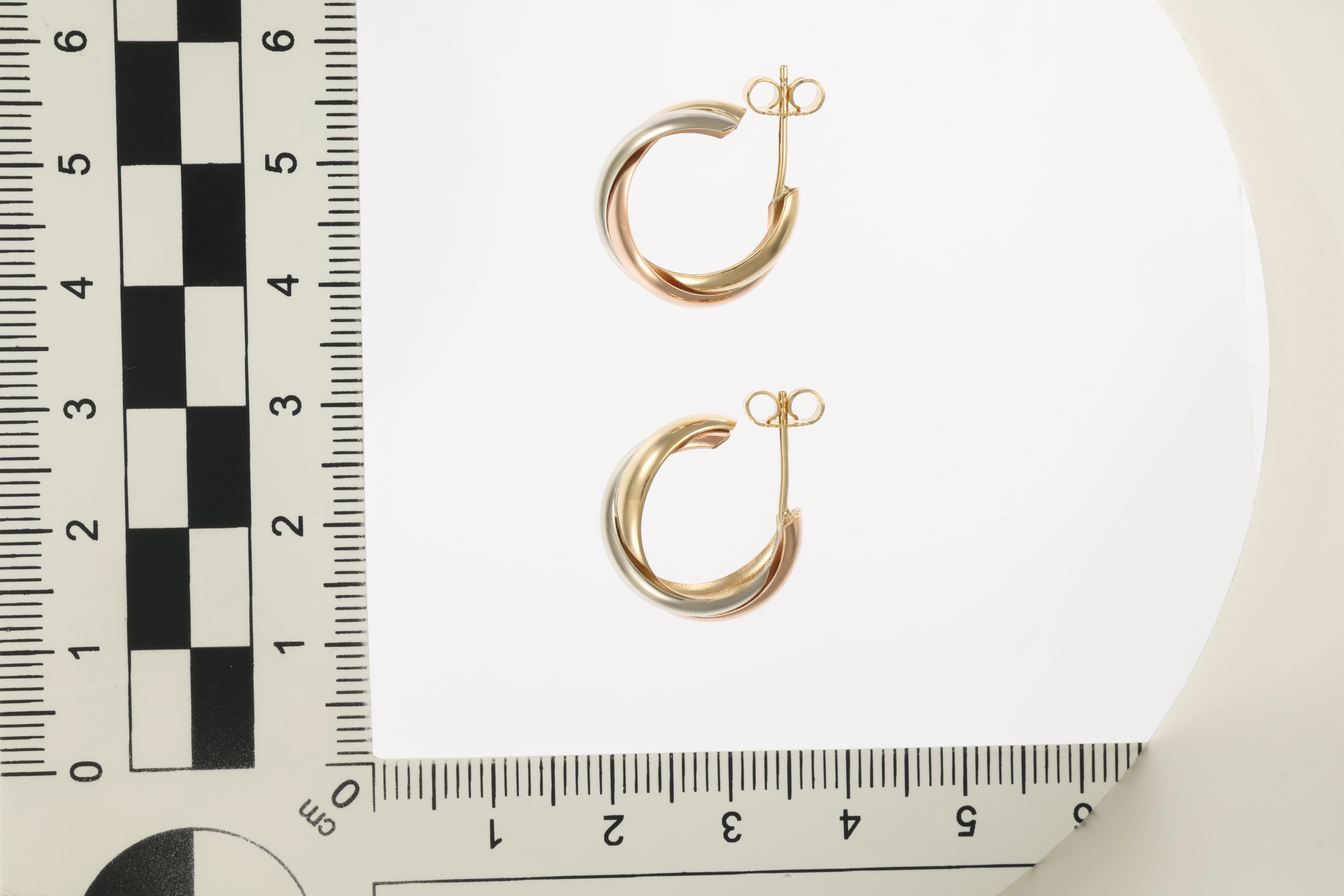 Steckcreolen, 18K, Gelb-/Weiß-/Rotgold