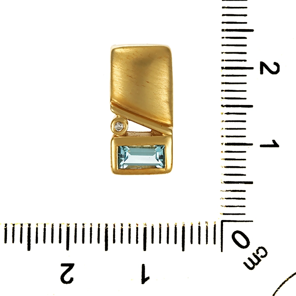 Anhänger, 14K, Gelbgold, Aquamarin, Brillant