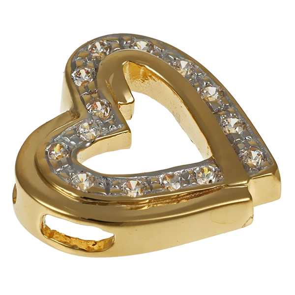 Anhänger, 14K, Gelb-/Weißgold, Zirkonia, Herz
