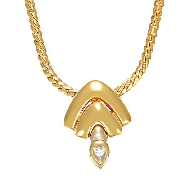 Collier, 14K, Gelb-/Weißgold, Brillant 
