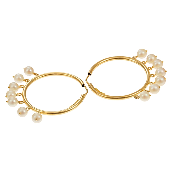 Creolen, 18K, Gelbgold, Perlen