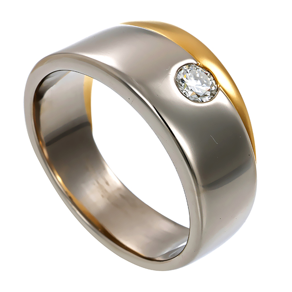 Diamantring, Pt950, Platin/Gelbgold, Brillant 0,25 ct