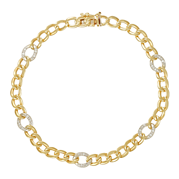 Armband, 14K, Gelb-/Weißgold, Brillanten