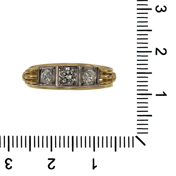 Diamantring, 14K, Gelb-/Weißgold, Brillanten 0,59 ct