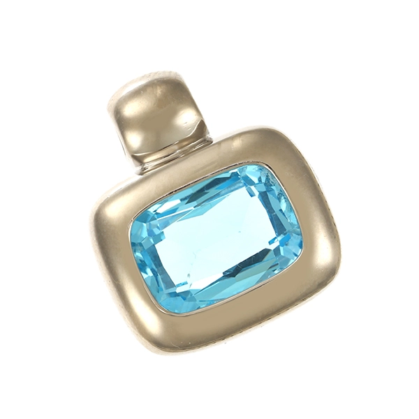 Anhänger, 14K, Weißgold, Topas blau
