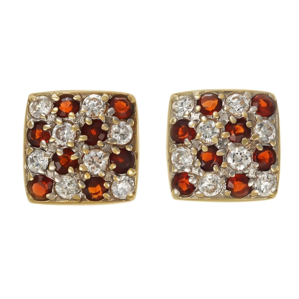 Ohrstecker, 14K, Gelbgold, Granat, Zirkonia