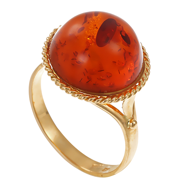 Ring, 14K, Gelbgold, 1 Bernstein