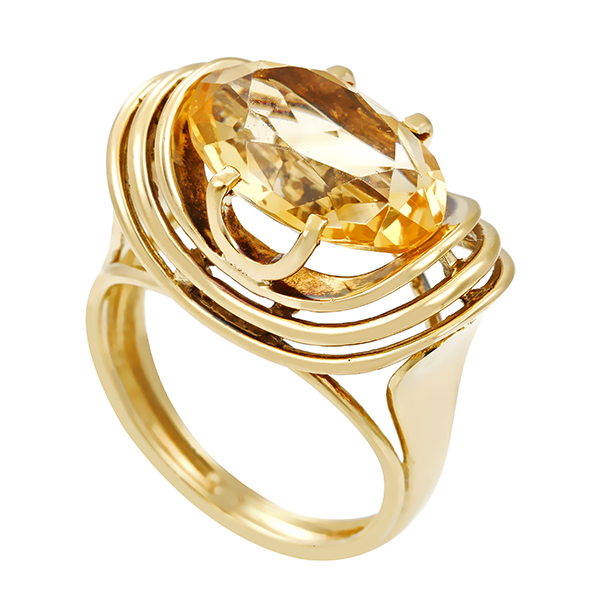 Ring, 14K, Gelbgold, Citrin