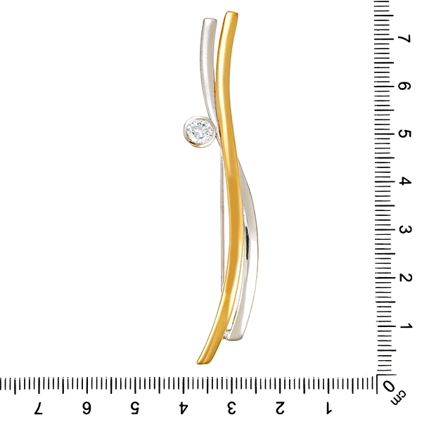 Brosche, 18K, Gelb-/Weißgold, Brillant